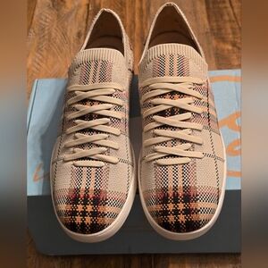 LifeStride Esme 2 Tan Multi Plaid Slip-on Knit Sneakers Size 9